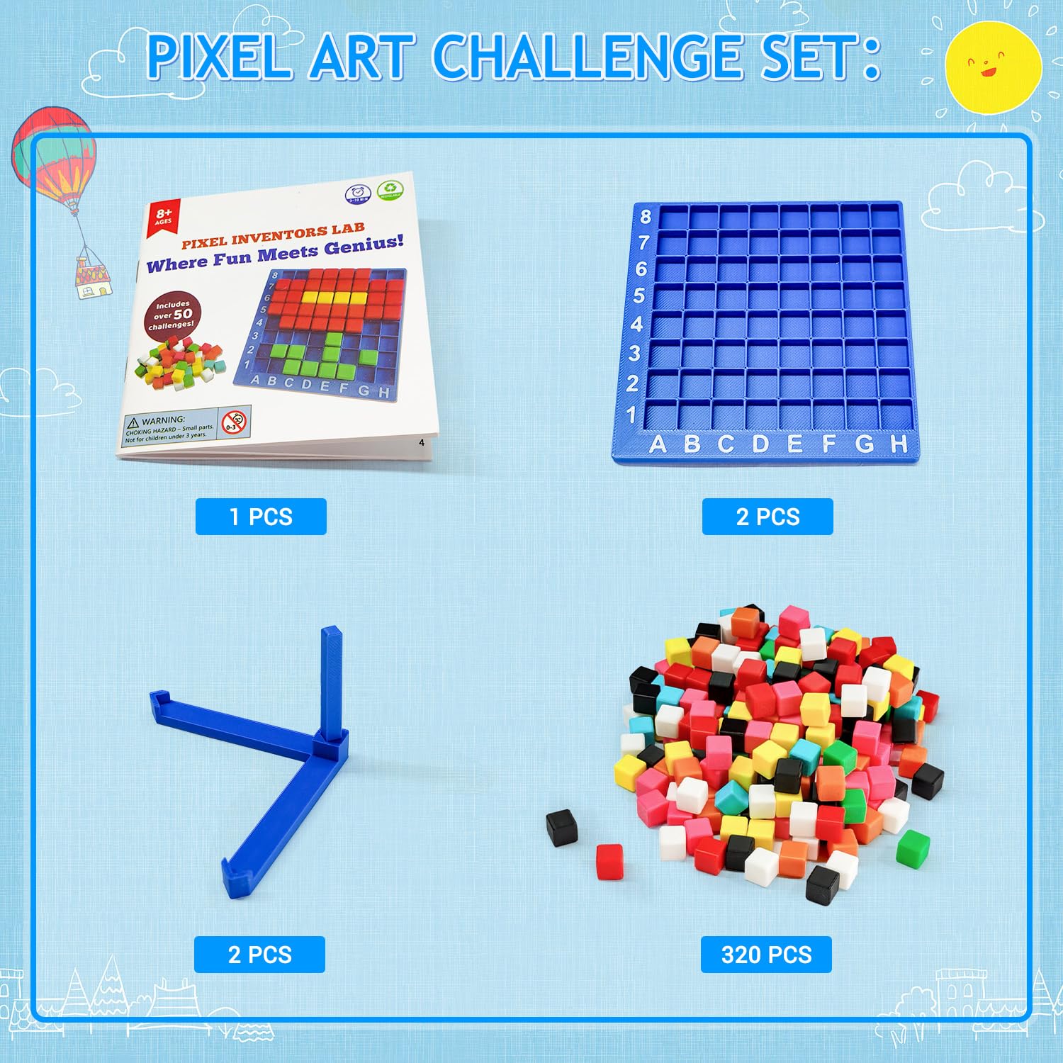 Pixel Art Craft Kits STEM Toys, Brain Teaser Games, Kindergarten Game, Back to School, Encourages Hands-on STEM-Based Play Craft Gifts for Age 5+