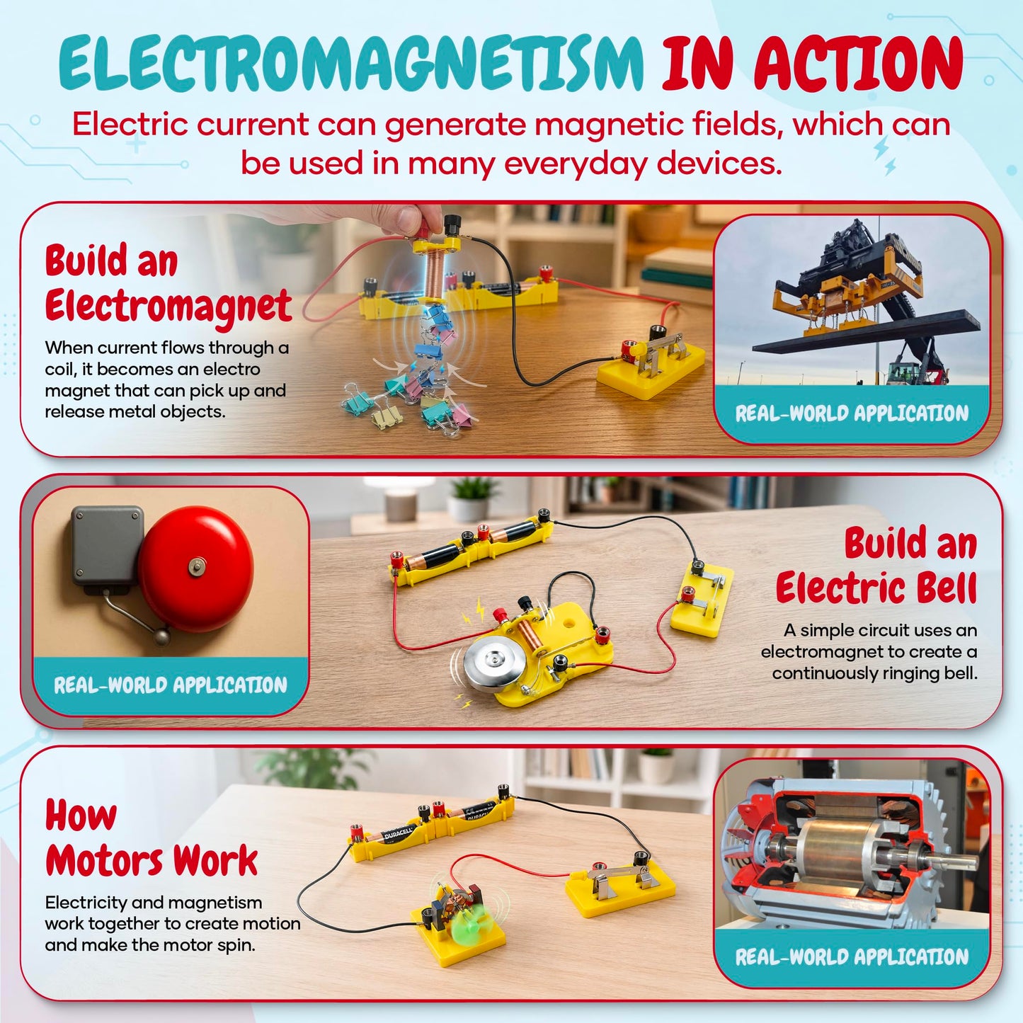 Teenii Electricity and Magnetism Kit for Kids, STEM Science Experiments with Electric Circuits, Educational Physics Toy, Science Discovery Game