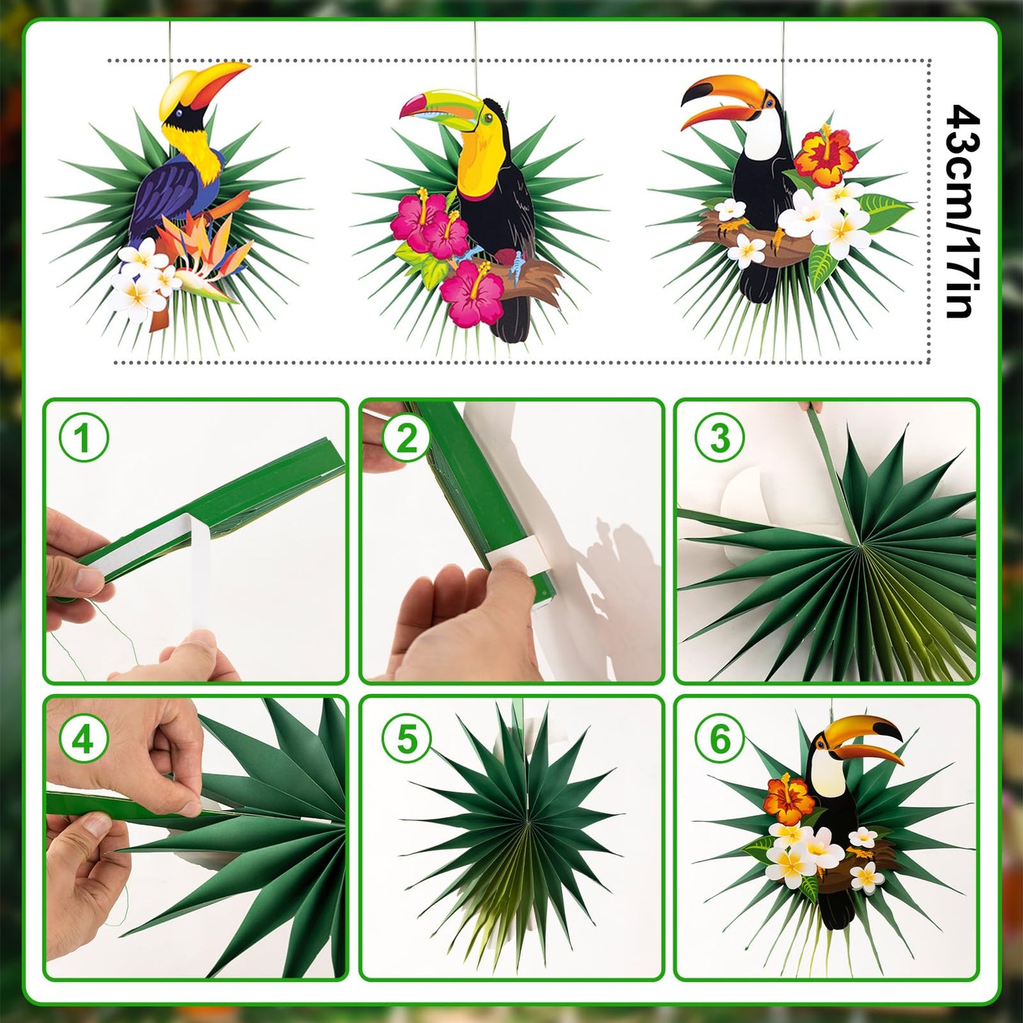 Tropical Bird Toucan Garland Party for Summer Hawaiian Party Decorationns