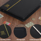 Uncle Paul 4 Ring Binder Albums - 12.5" x 10" Black Cover Binders Compatible with 9-Hole 11-Hole Pocket Pages Universal for Stamps Coins Banknotes