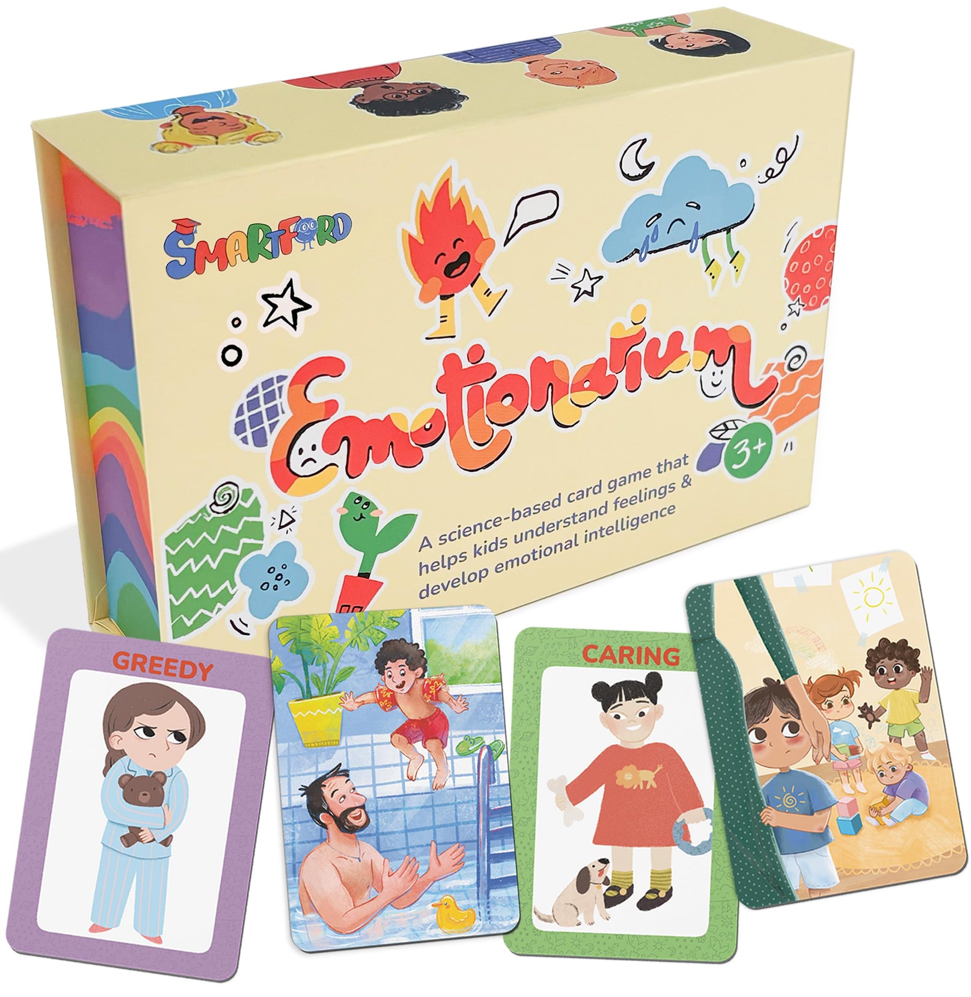 Emotionarium 80-Card Emotion & Feelings Game for Kids Ages 3-10 - Scientist-Designed - Emotional Intelligence, Social Skills, Empathy
