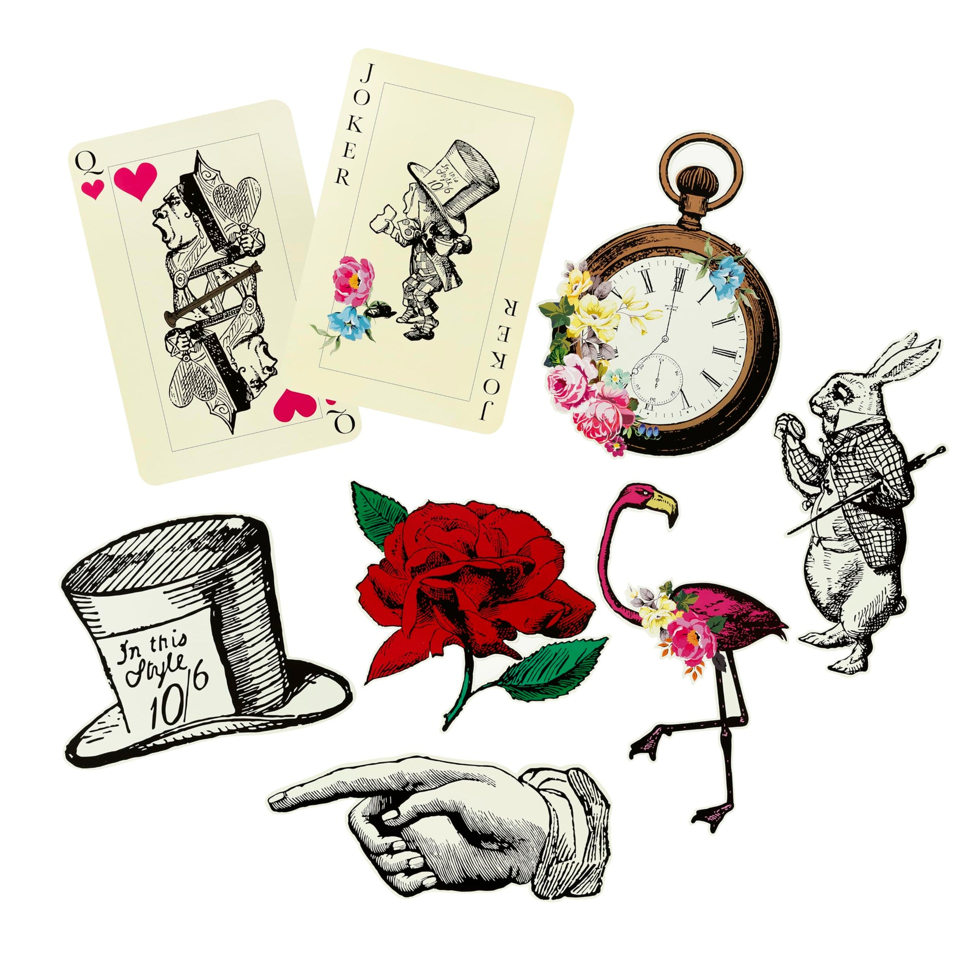 Talking Tables 8 x Oversized Alice in Wonderland Party Decoration Alice Decor Room Props for Afternoon Tea, Mad Hatter Tea Party Decorations