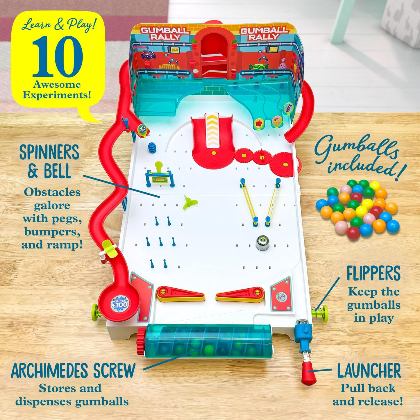 Thames & Kosmos Pinball Machine Maker STEM Experiment Kit Toy of the Year Finalist, Gumball Rally l Explore Physics, Force, Motion, Gravity, Simple