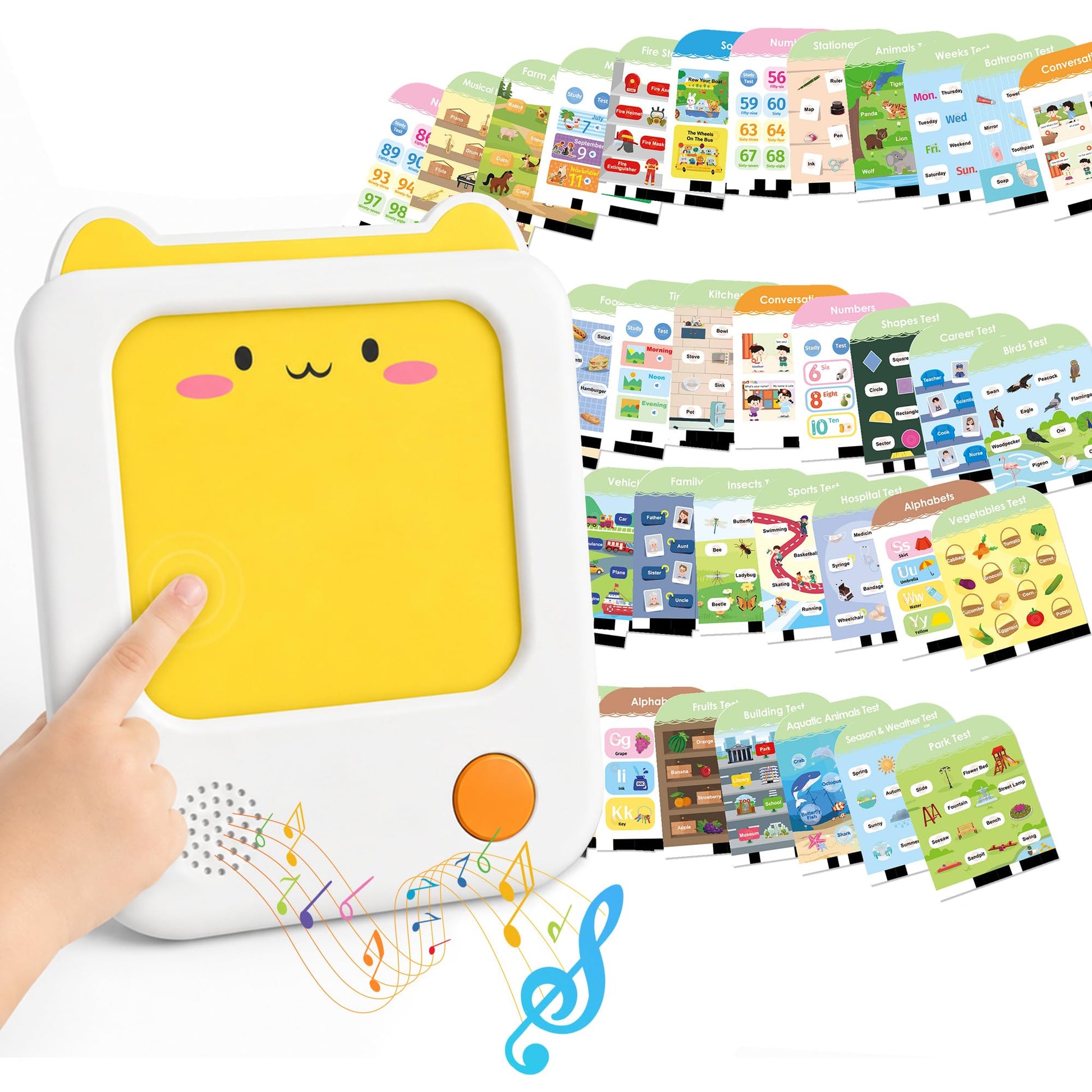 JAESITETER Screen-Free Learning Tablet, Phonics Talking Flash Cards, 84 Pages, 36 Themes, 2800+ Knowledge Points, 500+ Test Library, 300+ Thinking