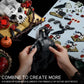 Gothic Raven & Skull Art Building Set, Skull Decor Features Ravens, Skulls, Roses, Crosses, and Books - Eye-Catching Table Centerpiece, Halloween or