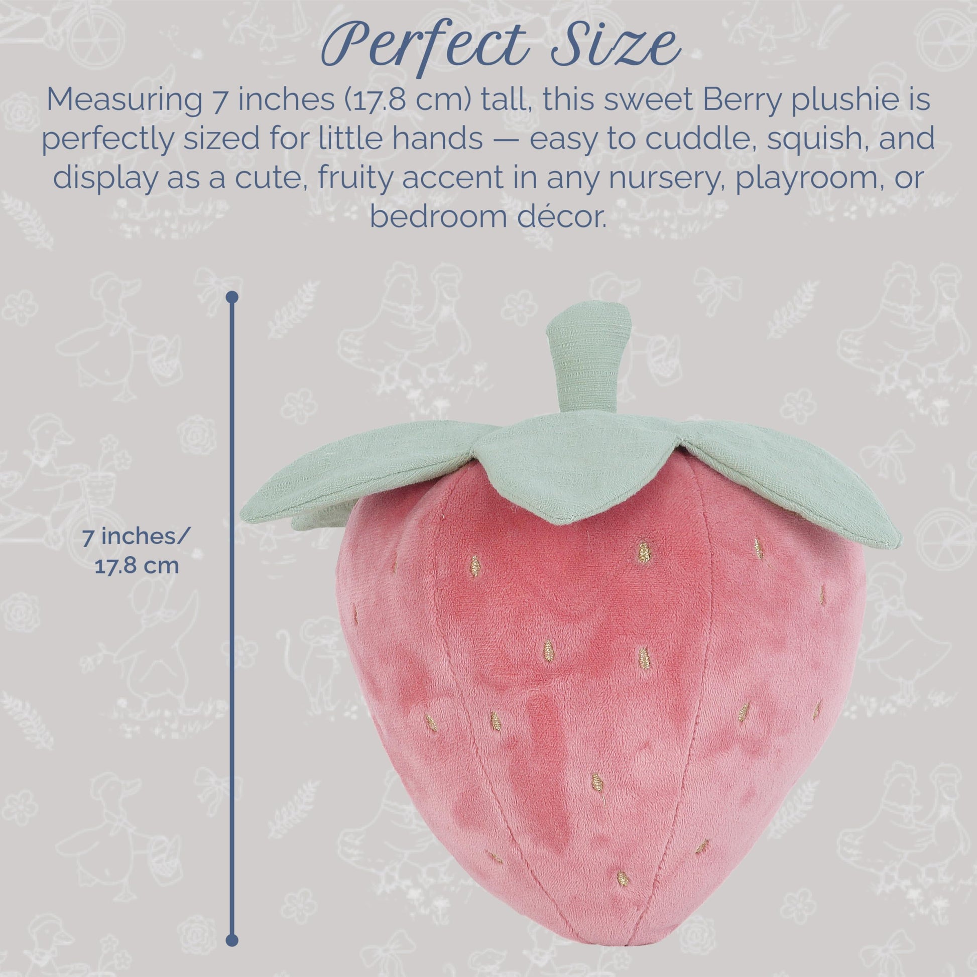 MON AMI Berry Soft Stuffed Plush Toy - 7”, Handcrafted Squishable Fruit Plushie, Use as Toy or Nursery Room Décor, Great Gift for Kids of All Ages