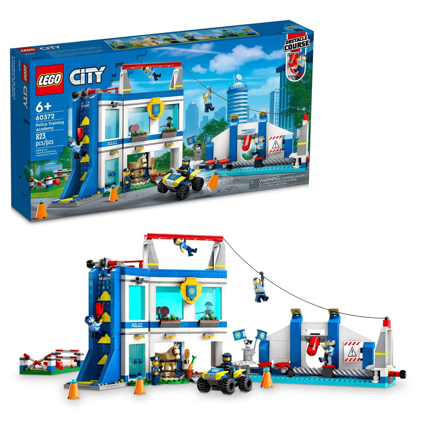 LEGO City Police Training Academy 60372, Station Playset with Obstacle Course, Horse Figure, Quad Bike Toy and 6 Officer Minifigures, for Kids Ages 6