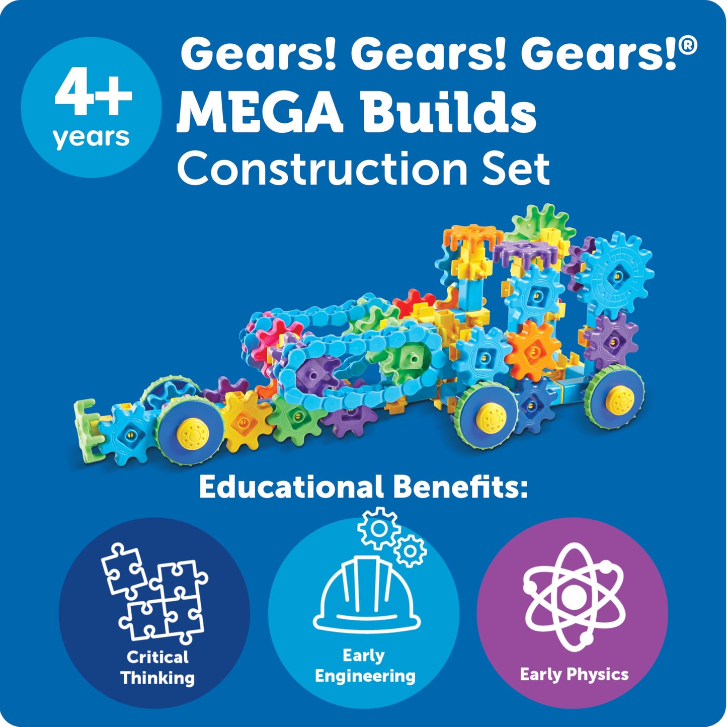 Learning Resources Gears! Gears! Gears! Mega Builds - Building Toys, STEM Activities, Fine Motor Skills, Toddler Explorer Kit, Science