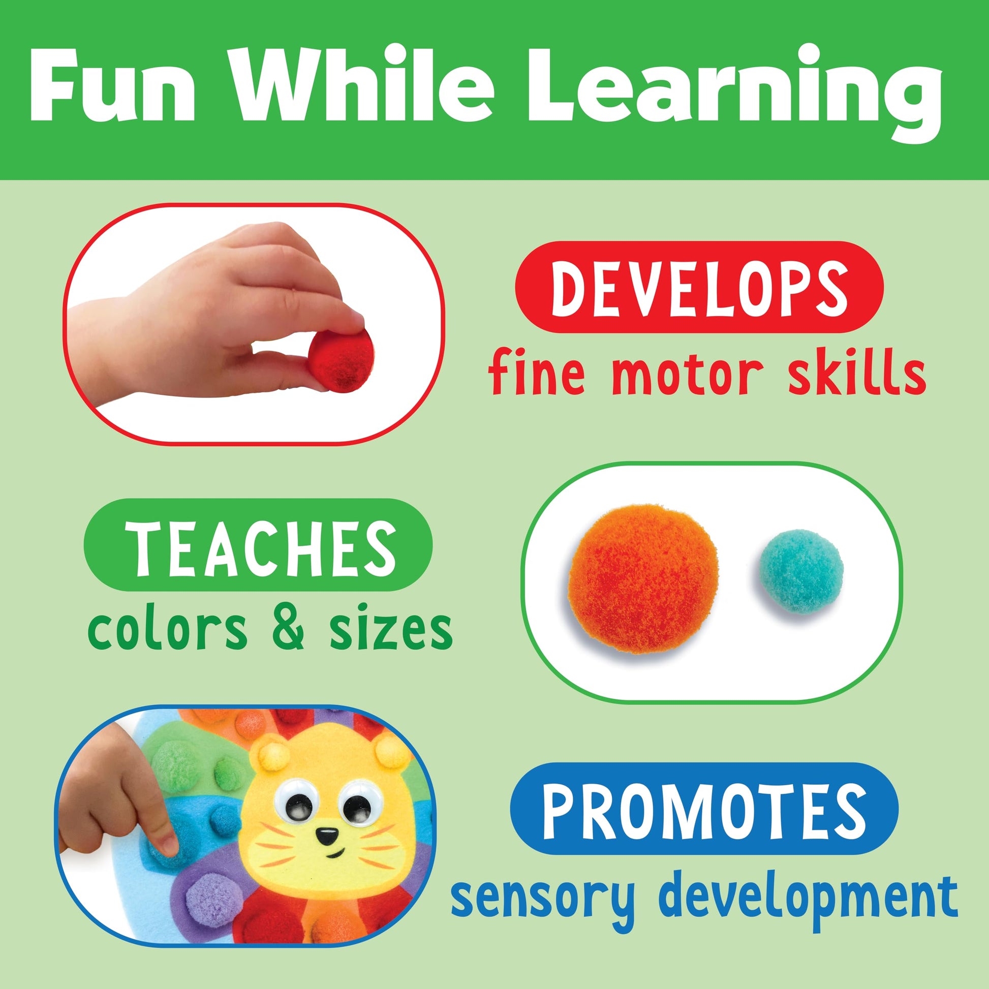 Creativity for Kids Pom Pom Pictures: Animals | Summer Fun | Back to School Crafts for Preschool Learning Activities| Sensory Toys for Toddlers