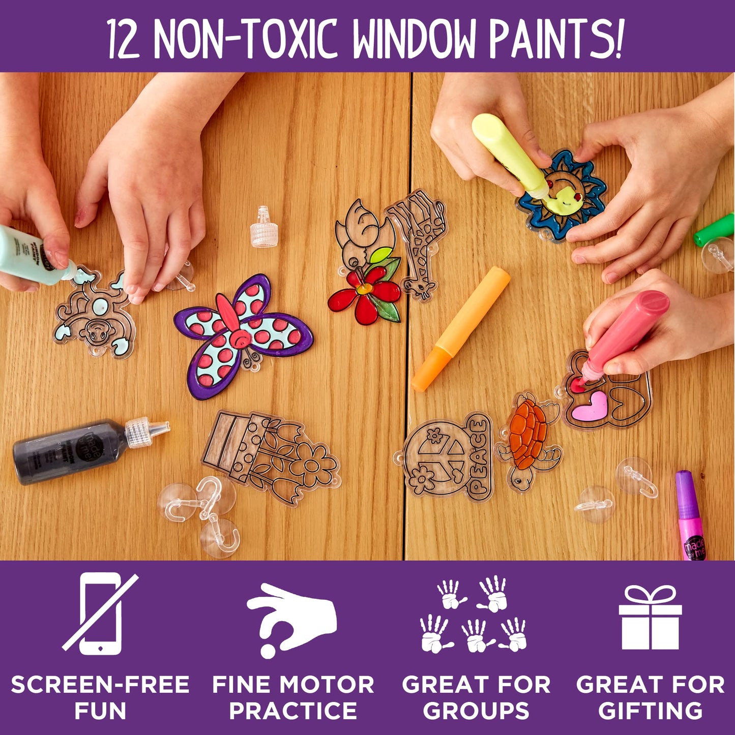 Made By Me Create Your Own Window Art, Paint Your Own Suncatchers, DIY Arts & Crafts Idea, Craft Kits for Kids, Crafts for Kids & Toddlers, Toddler