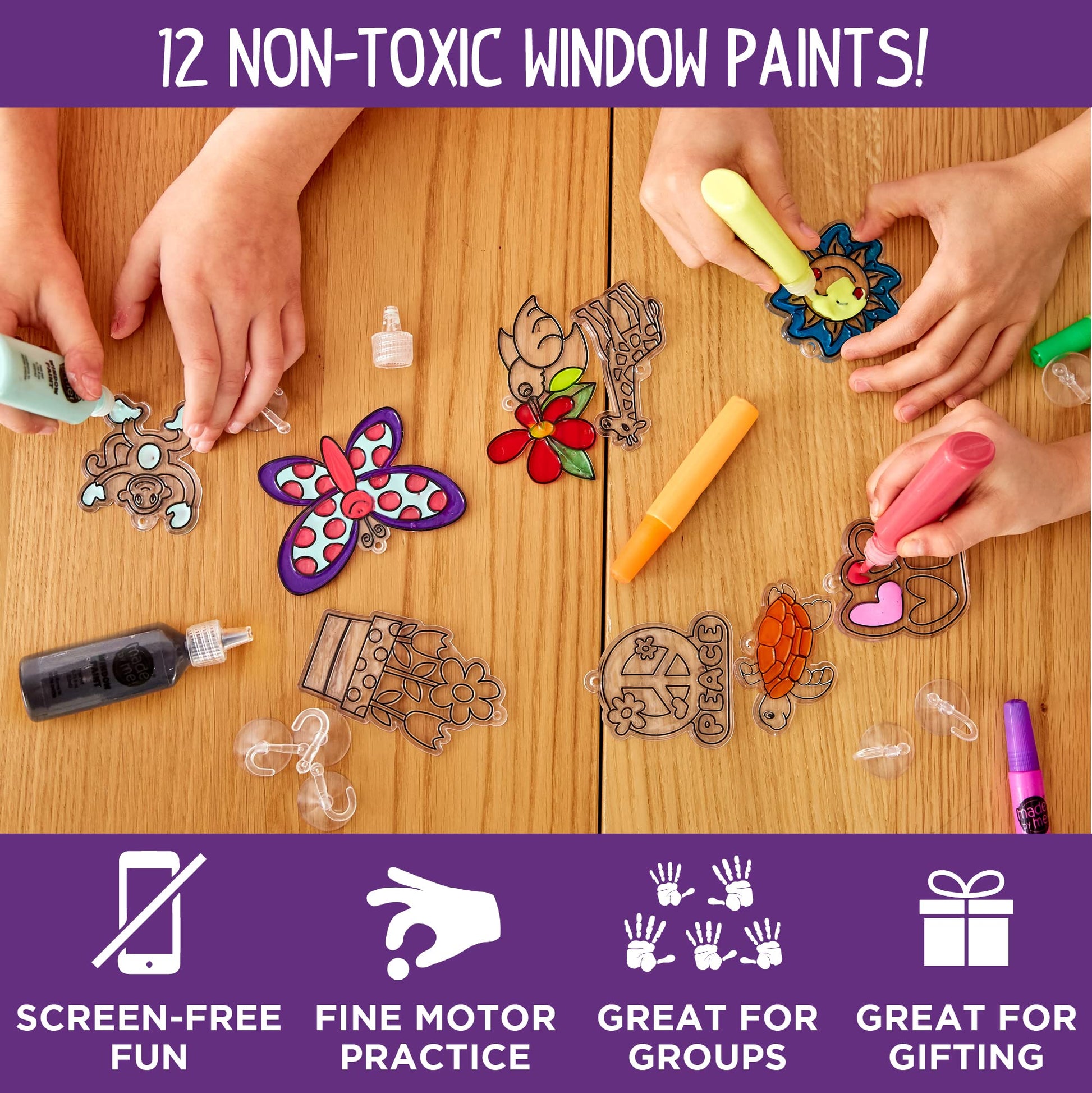 Made By Me Create Your Own Window Art, Paint Your Own Suncatchers, DIY Arts & Crafts Idea, Craft Kits for Kids, Crafts for Kids & Toddlers, Toddler