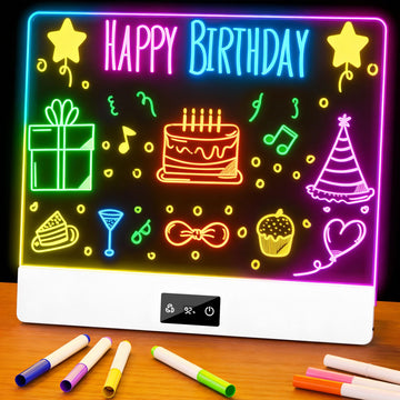 Rechargeable LED Drawing Board for Kids, Bawaslom Doodle Glow Pad, White