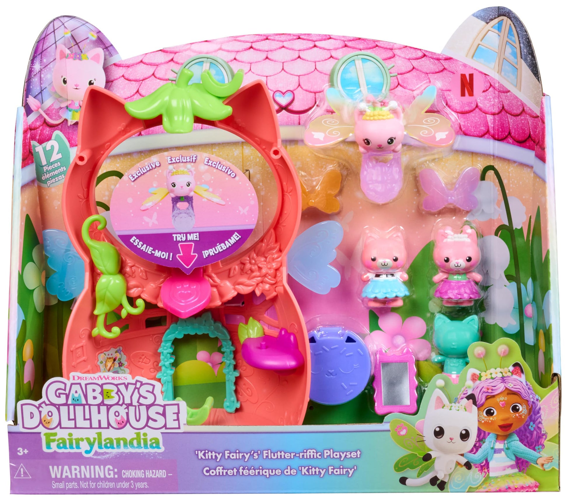Gabby and the Magic House - Gabby Dollhouse - Fairylandia Magic Fairy Playset with 12 Elements - Collectible Figure Ring - Cartoon Coin for Dollhouse