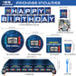 Video Game Party Supplies & Decorations Set for 24 Guests - Birthday Party Plates, Napkins, Cups, Forks, Tablecloth, Banner & Stickers - 123 Pcs