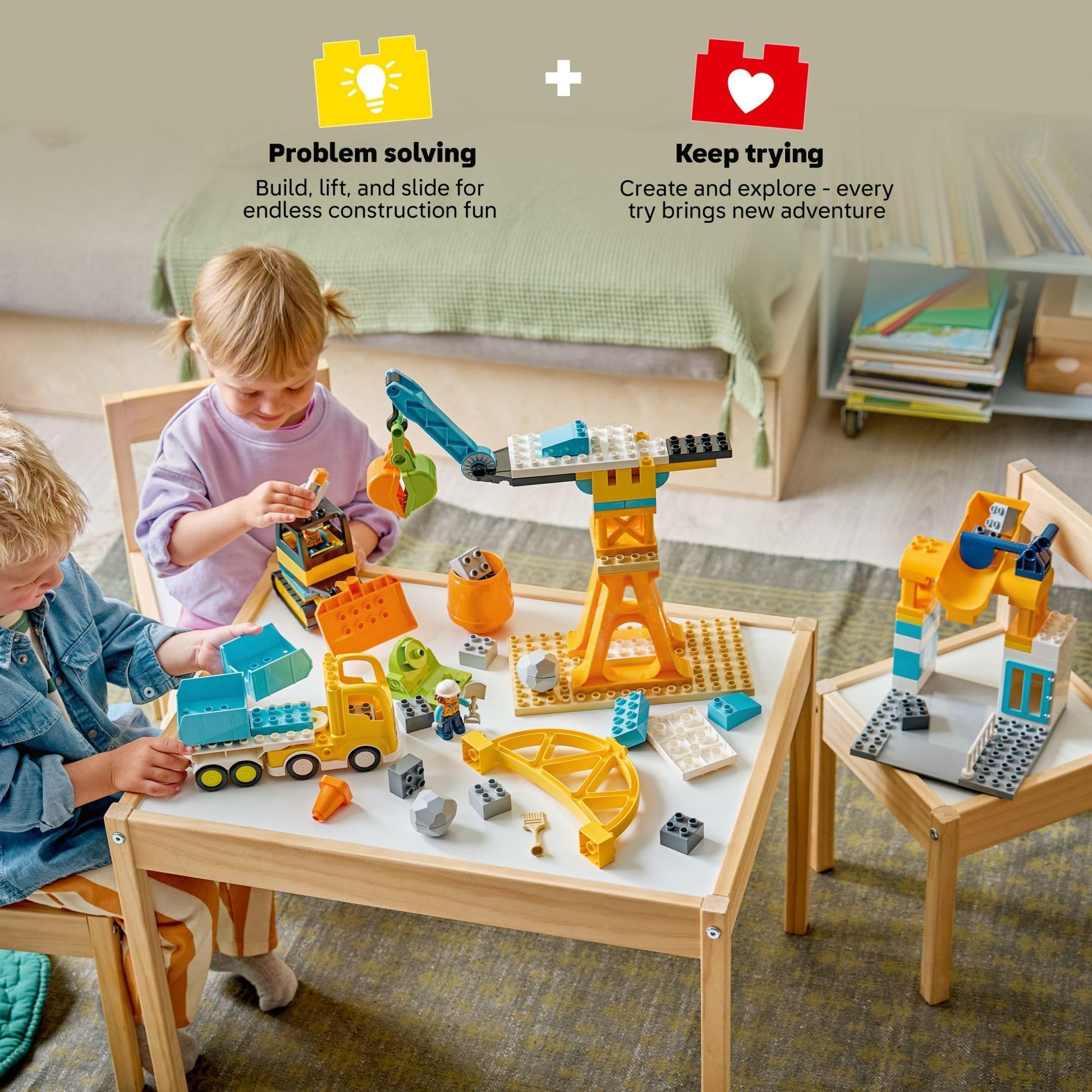 LEGO DUPLO Town 3 in 1 Construction Site and Vehicles Toys for Toddlers - Pretend Play Set for Boys & Girls, Ages 3+ - Building Blocks for Fine Motor