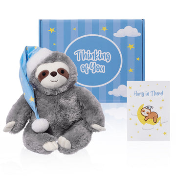 Thoughtful Sloth Plush Stuffed Animal - 16" Cotton Soft Cuddly Toy, Get Well Soon Care Package Gift for Kids, Teens & Adults