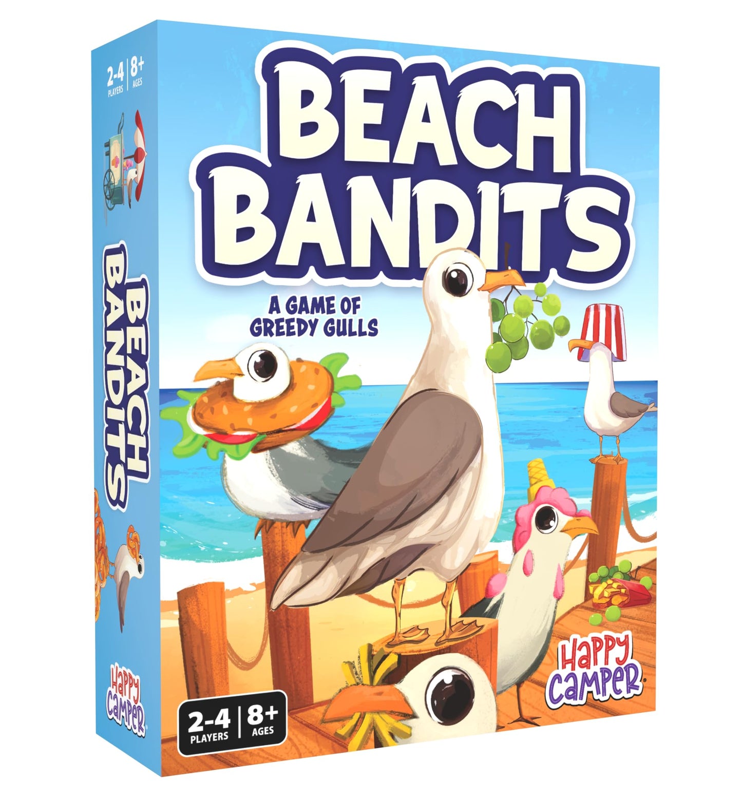 Happy Camper - Beach Bandits - A Game of Greedy Gulls | Hilarious Seagull Card Game for Summer Travel and Family Game Night | 2-4 Players Ages 8+