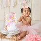 MADENG Rose First Birthday Hat - 1st Birthday Party Decoration, Pink Butterfly 1st Birthday Hat, Flowers 1st Birthday Crown, Cake Crush Champagne Gold
