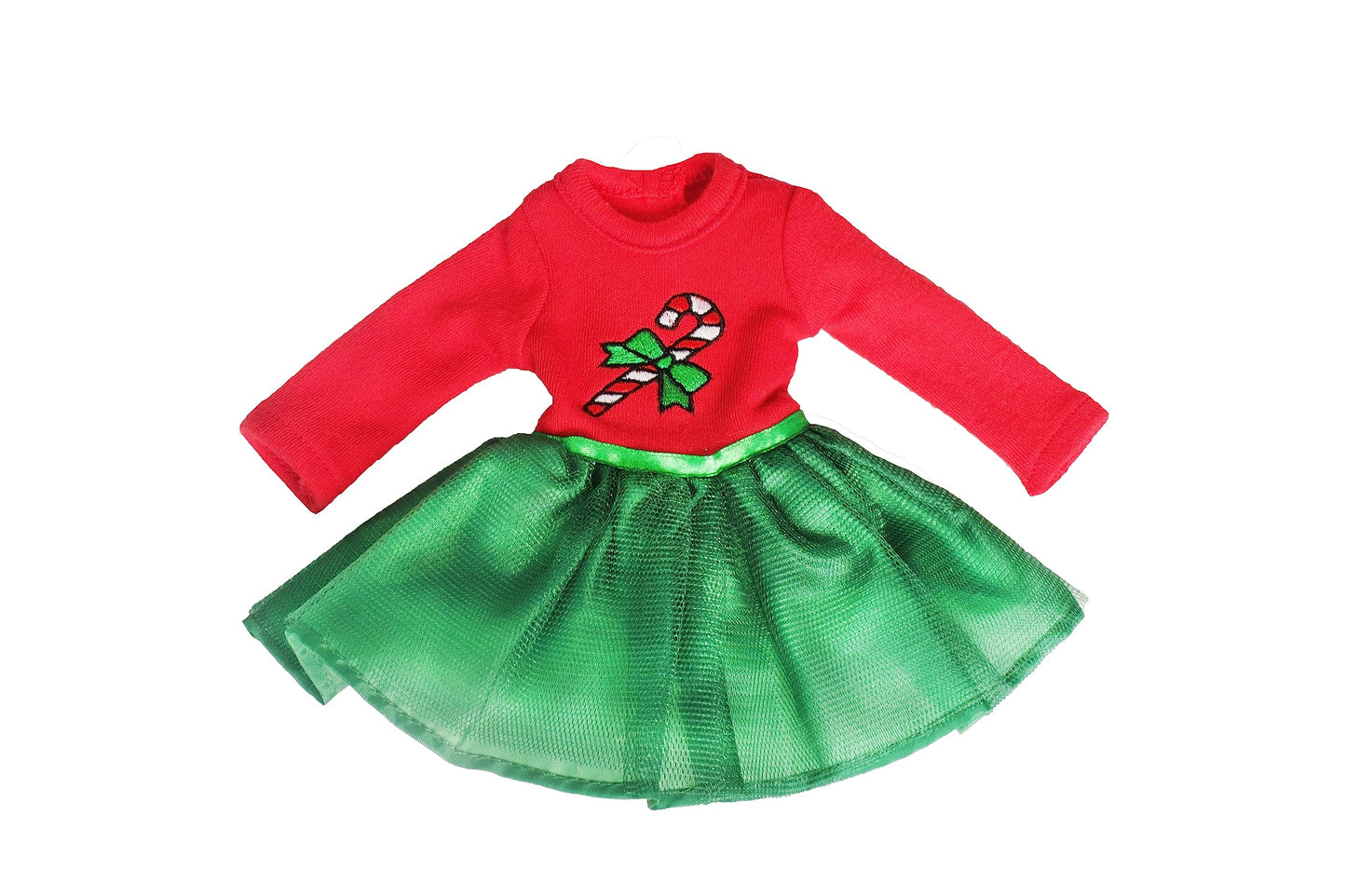 American Fashion World Candy Cane Tutu Dress Set for 14-Inch Dolls | Leggings Included |Premium Quality & Trendy Design | Dolls Clothes | Outfit