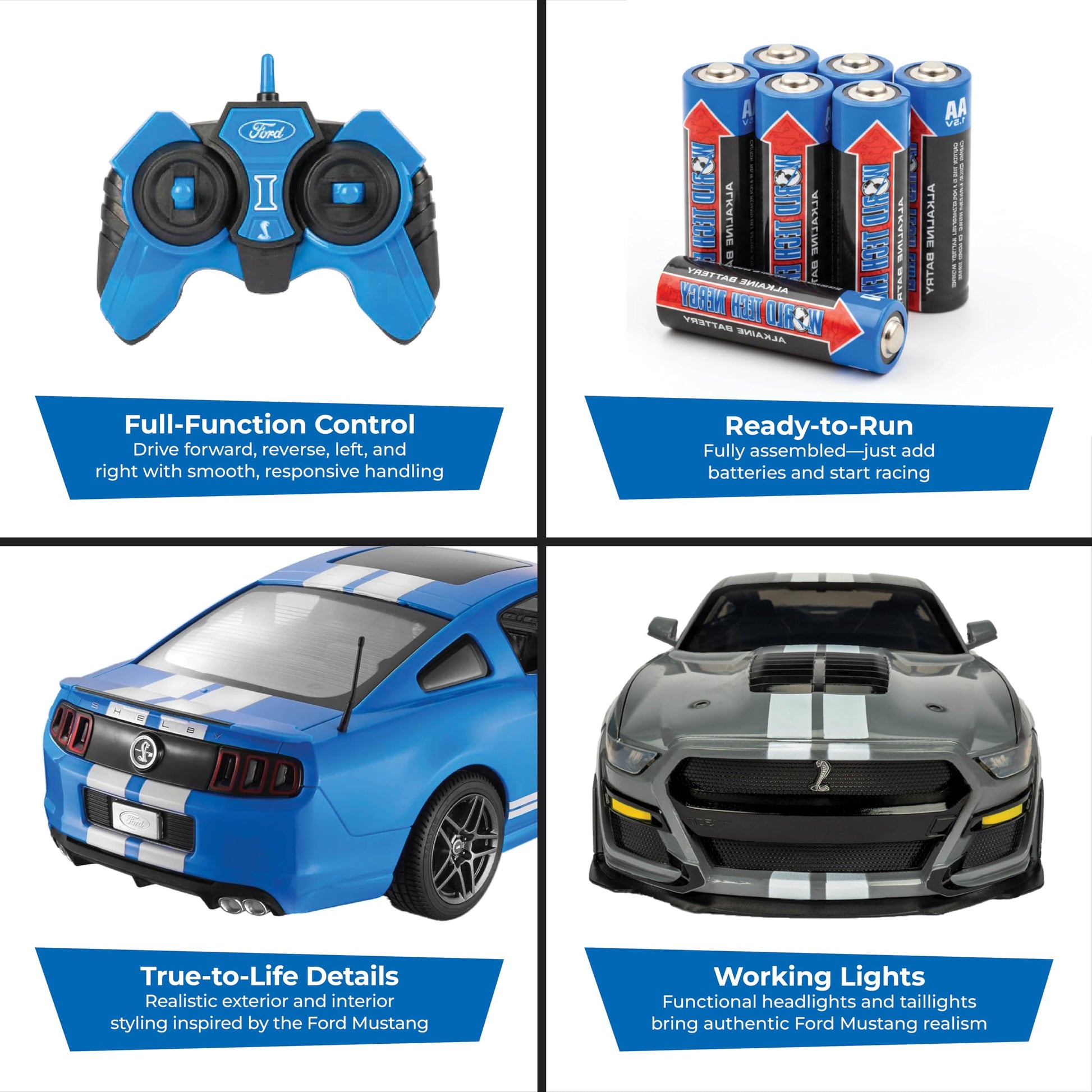 Ford Mustang Shelby GT500 1:14 Electric RC Car, Full-Function, Ages 6+