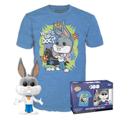 Funko & Tee: WB100 - Bugs Bunny Fred Bunny As Fred - M - Warner Bros/Looney Tunes - T-Shirt - Clothes with Collectable Vinyl Figure - Gift Idea - Toys