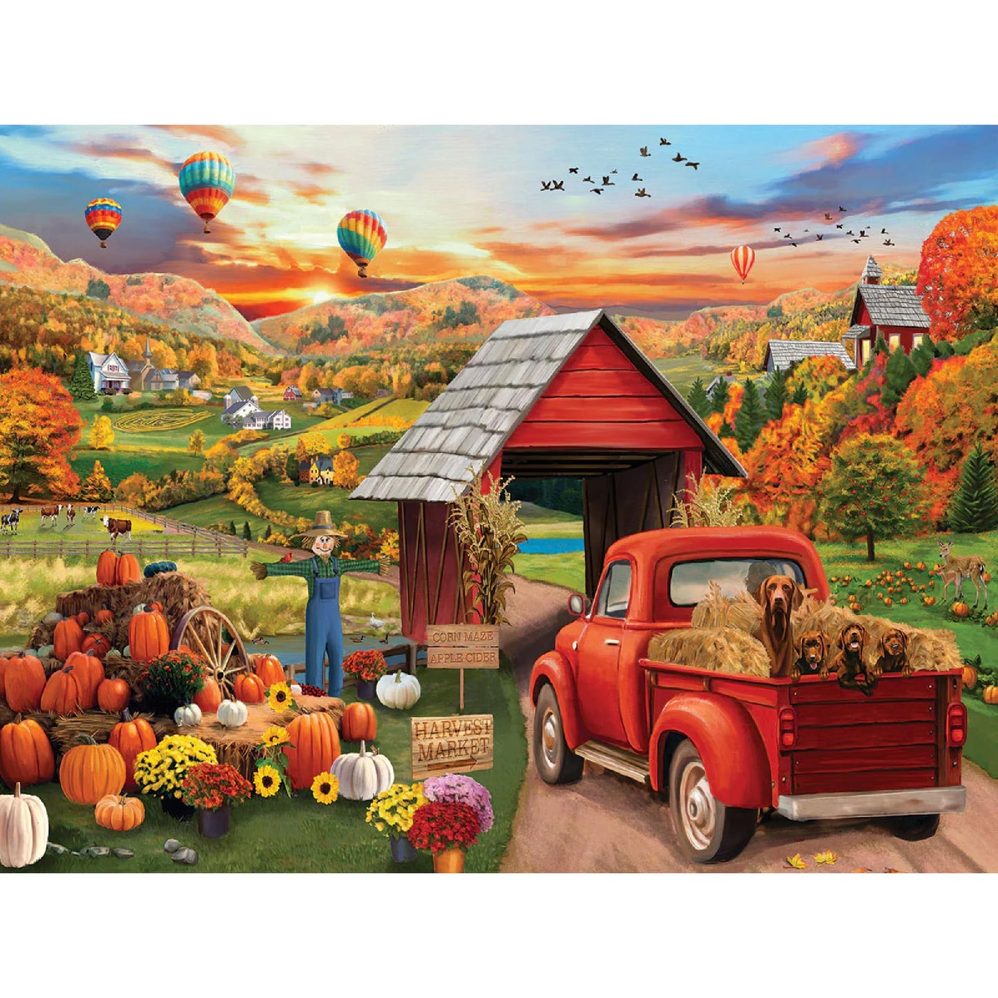 White Mountain 500 Piece Jigsaw Puzzle Country Farm Pumpkin, Harvest Market