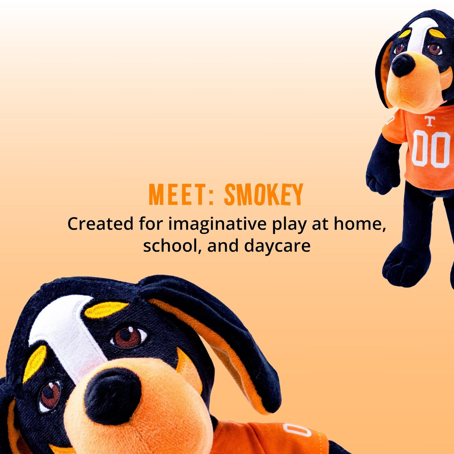 14" University of Tennessee Smokey Mascot Plush Figure - College Football Ragdoll - Sports Mascot Figure - Soft Plush Material - Surface Washable