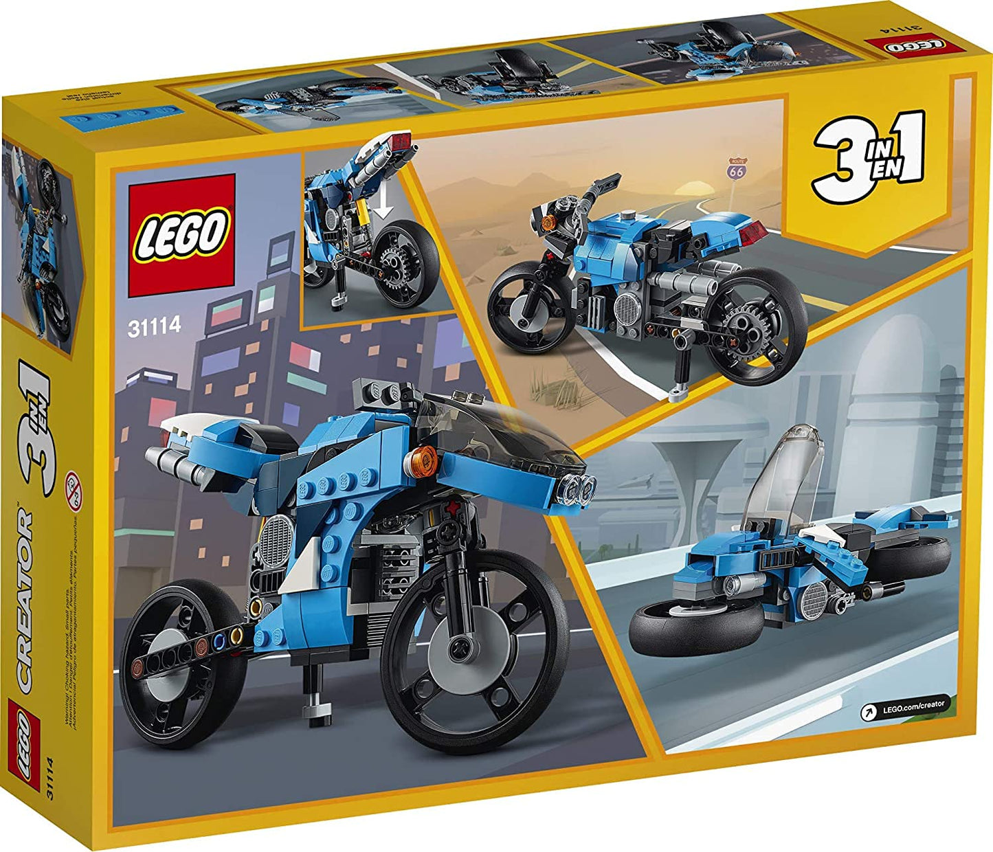 LEGO Creator 3in1 Superbike 31114 Toy Motorcycle Building Kit; Makes a Great Gift for Kids Who Love Motorbikes and Creative Building, New 2021 (236