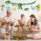 Dinosaur Birthday Decorations Banner - DIY Paper Happy Birthday Banners, Green Animal Dino Bday Sign Garland Backdrop for Dinosaur Themed Indoor