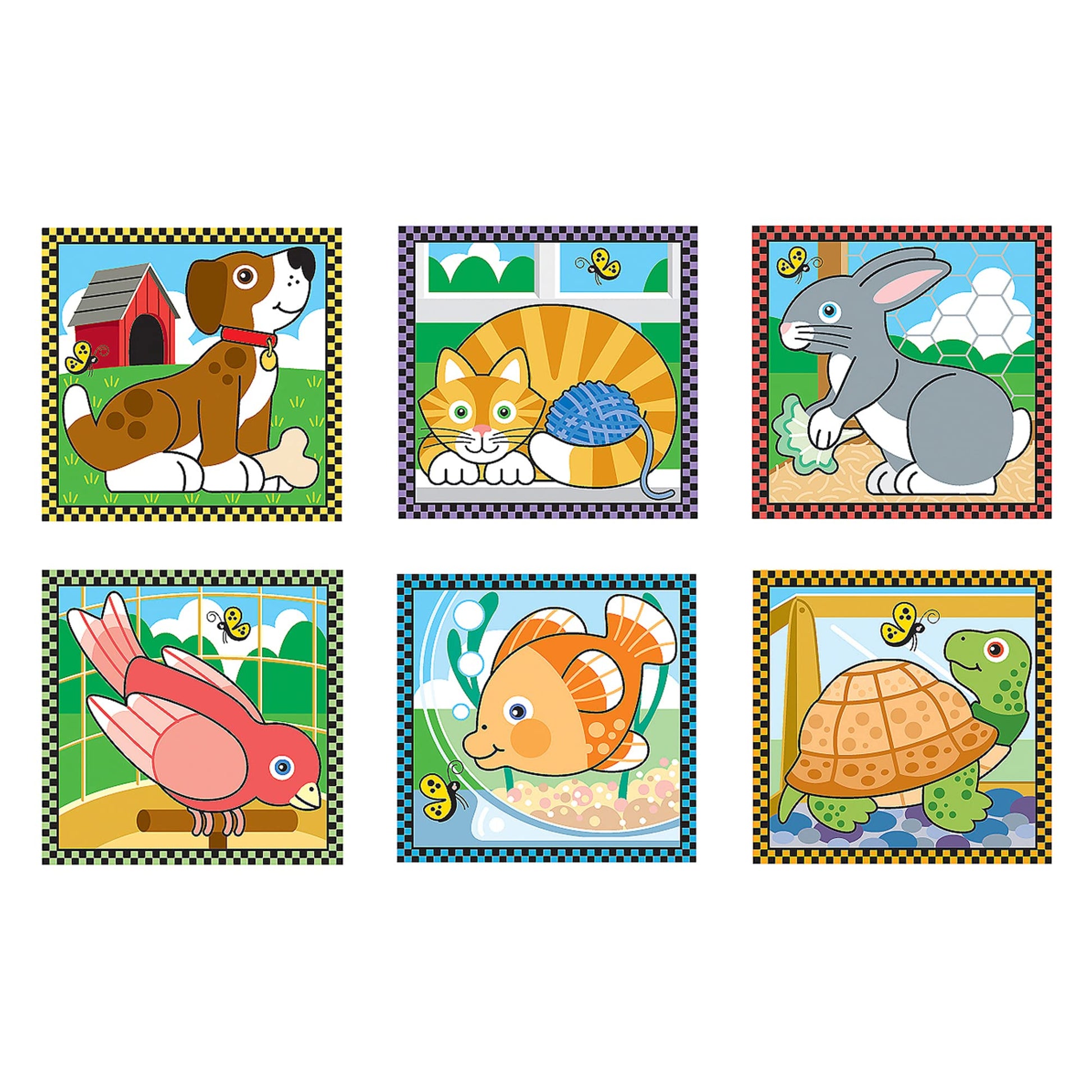 Melissa & Doug Pets Wooden Cube Puzzle With Storage Tray (16 pcs)