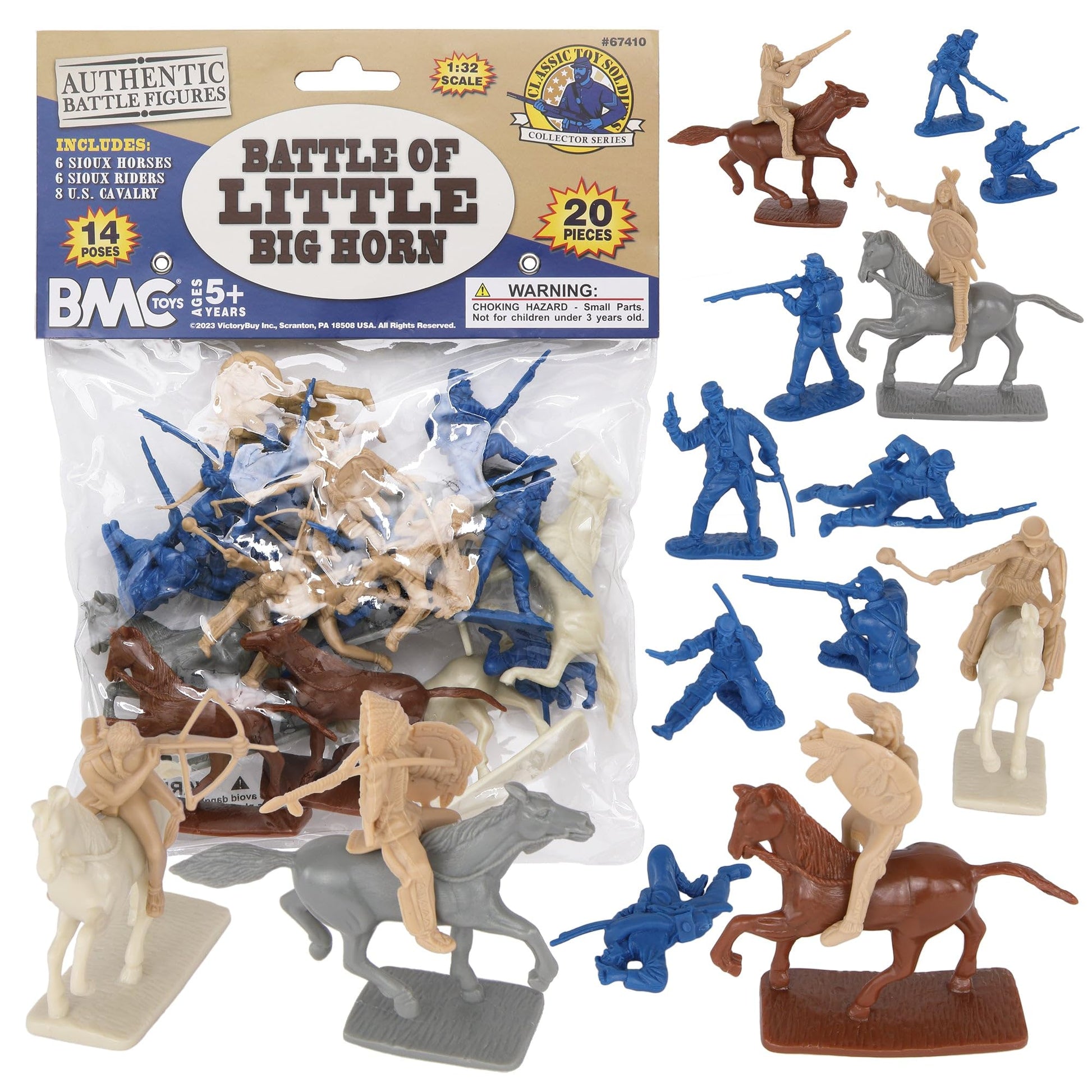 BMC CTS Battle of Little Big Horn Plastic Army Men - 20pc Sioux & Cavalry Figure