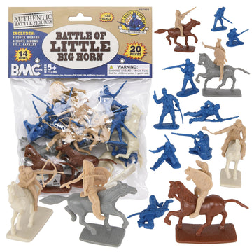 BMC CTS Battle of Little Big Horn Plastic Army Men - 20pc Sioux & Cavalry Figure