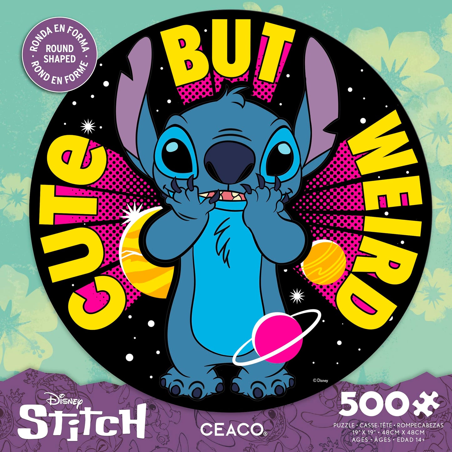 Ceaco - Disney - Lilo & Stitch - Stitch, Cute but Weird - 500 Piece Round Jigsaw Puzzle for Adults - Challenging Puzzle Perfect for Game Nights