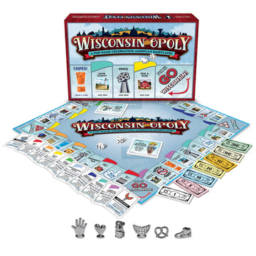 Late for The Sky Wisconsin-Opoly Board Game - Family Strategy Party Game for 2-6 Players, Ages 8+ - Buy Properties, Build Cabins & Lodges - Wisconsin