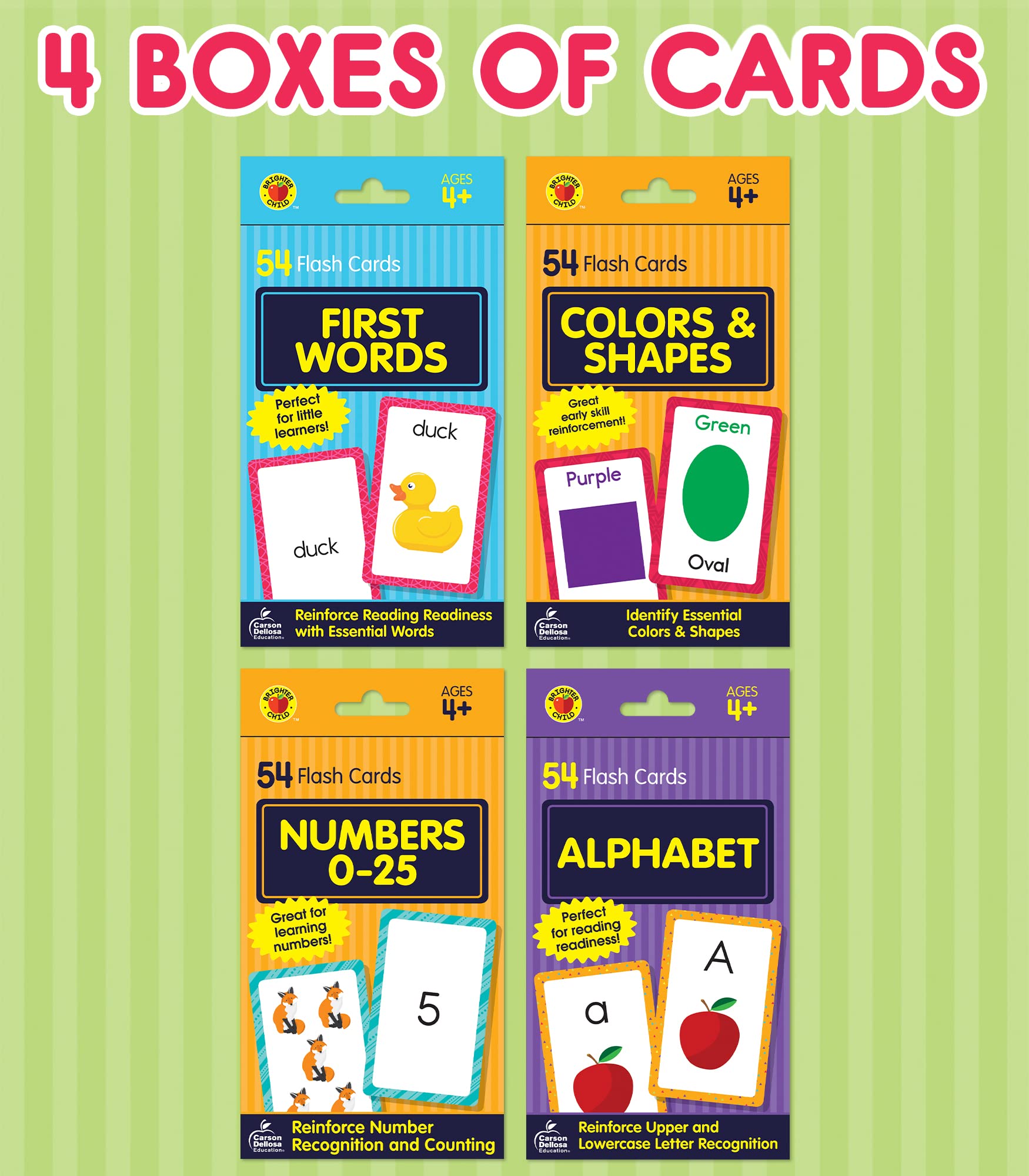 Carson Dellosa Toddler Flash Cards 4-Pack for Preschool Learning Activities