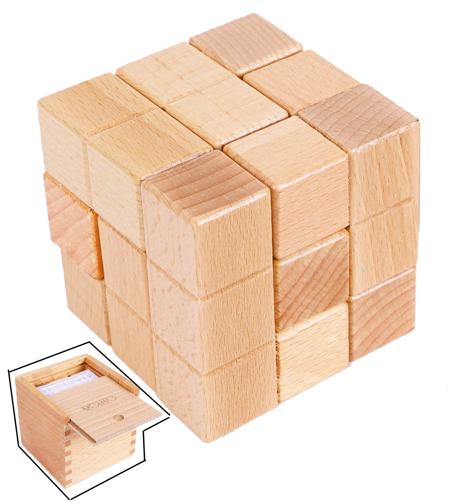 TOWO Large Wooden Soma Cube Puzzle, IQ Logic Brain Teaser Toy