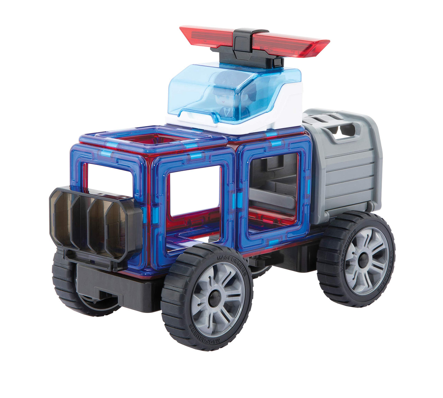 Magformers 717001 Amazing Police and Rescue Set Magnetic Construction Toy, Red, Blue, Black, Grey, ages 3+, 26 pieces,
