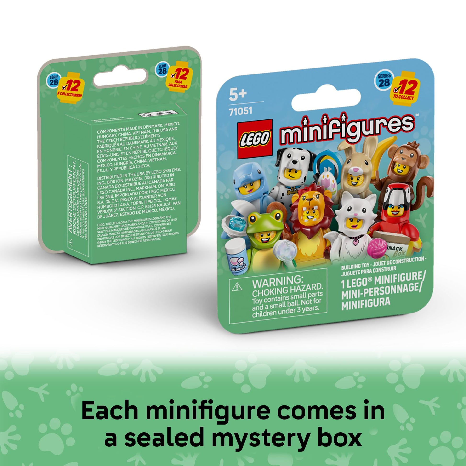 LEGO Minifigures Animal Series 28 6 Pack - Kids Toys in Sealed Mystery Boxes - Animal Themed Figures to Collect - Birthday Party Favors & Gift Idea
