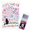 Artline A Cat's Journey (Coloring Book): By Becca's Artsy Corner, Collab, Featuring Supreme Brush Markers with Flexible Tip, Multi-Color, 4 Pack