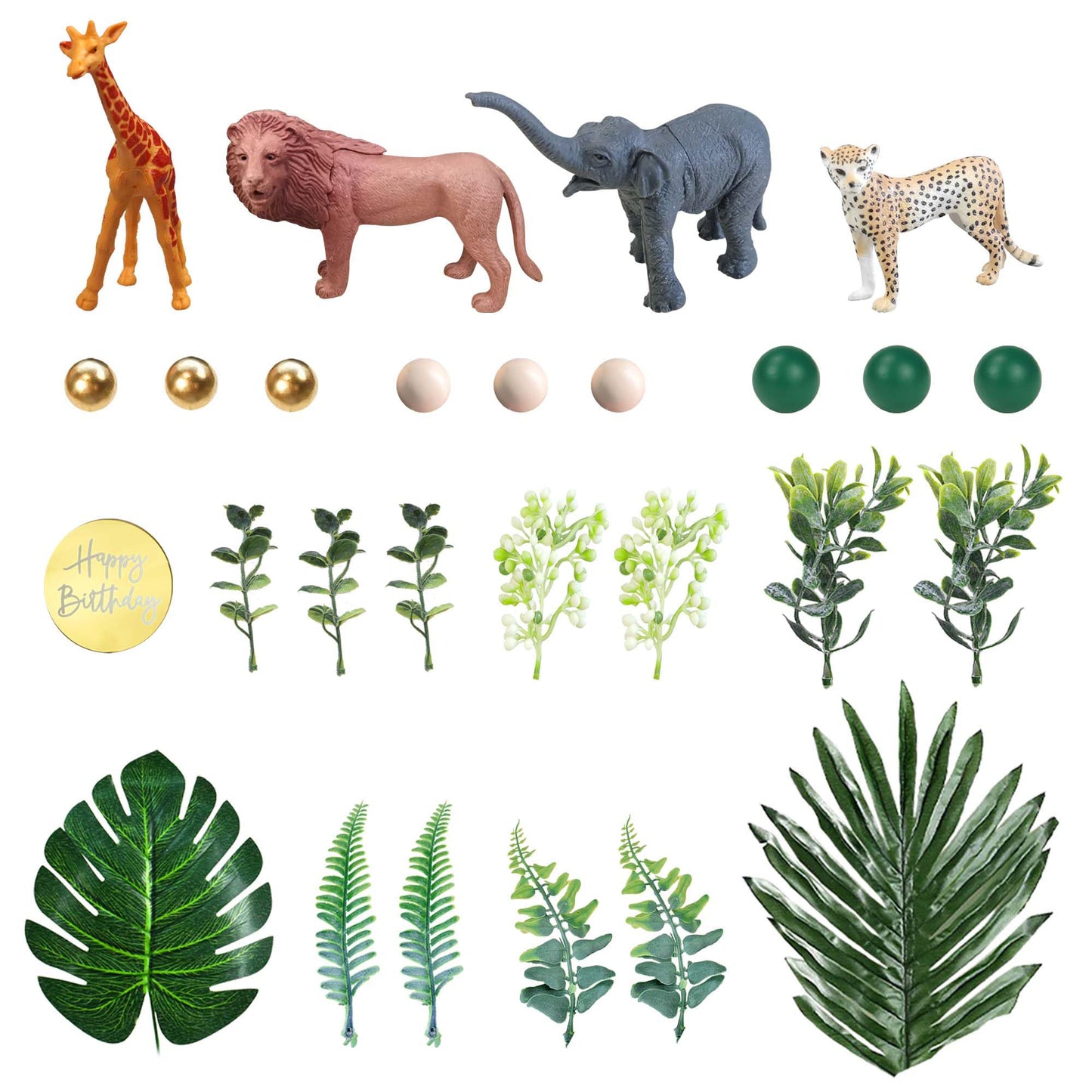 27 PCS Jungle Animal Cake Toppers, Safari Animals Figure Toys Picks Jungle Wild One Animals Cake Decorations for Baby Shower Safari Party Holiday