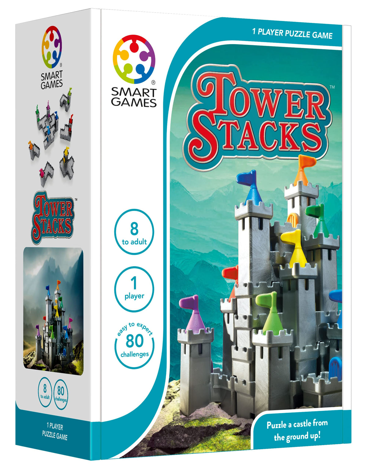 SmartGames Tower Stacks - 3D Castle Stacking Puzzle Game, Ages 8+