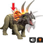 Mattel Jurassic World Wild Roar Triceratops Dinosaur Action Figure Toy, Roar Sounds & Attack & Lights, Scan Code for Digital Play