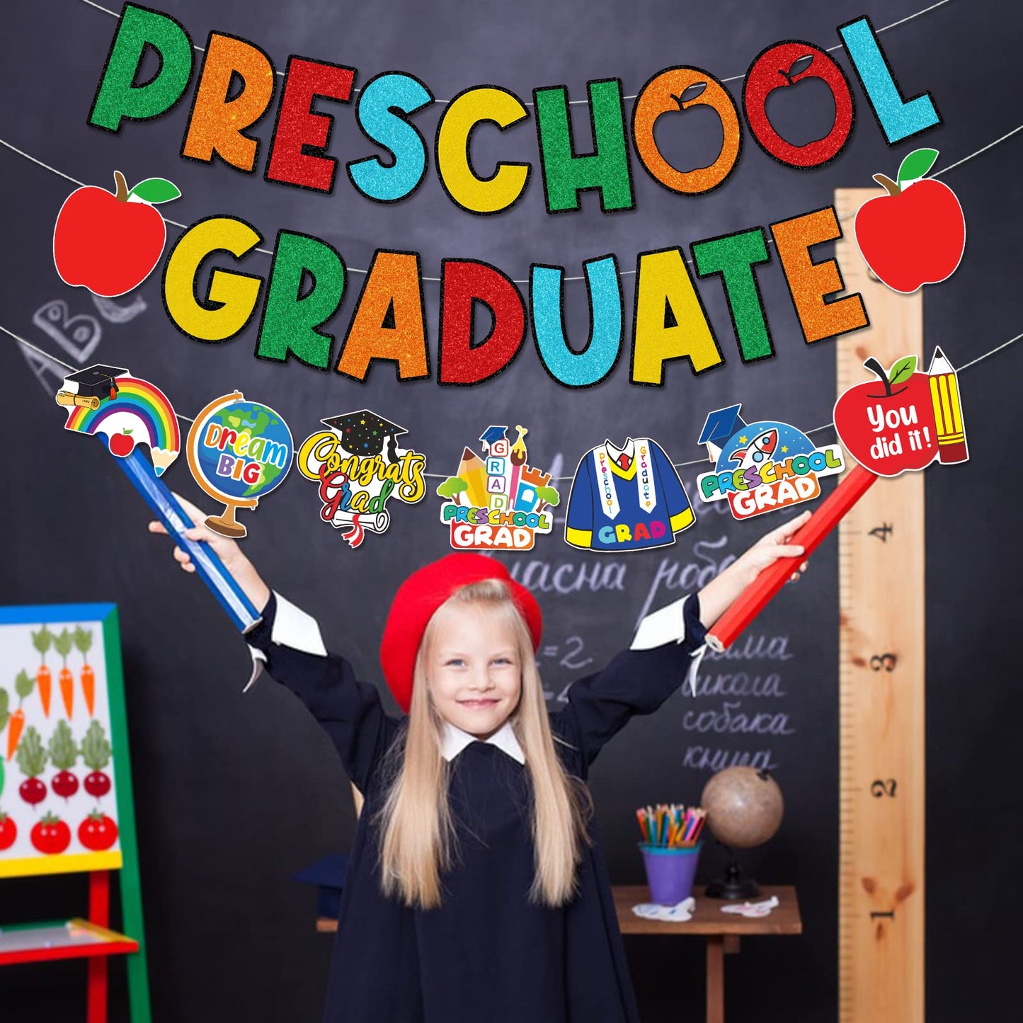 Preschool Graduation Banner Preschool Graduation Decorations Pre K Decorations Prek Congrats Party Supplies