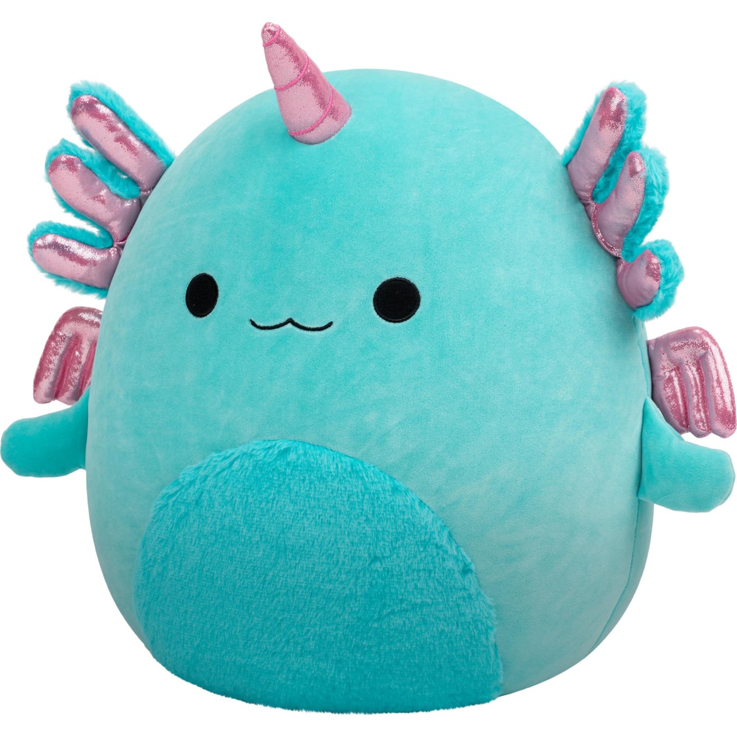 Squishmallows Original 14in Bellamy The Teal Axolotl Alicorn with Pink Shimmery Accent - Official Jazwares Plush (Large) (Amazon Exclusive)