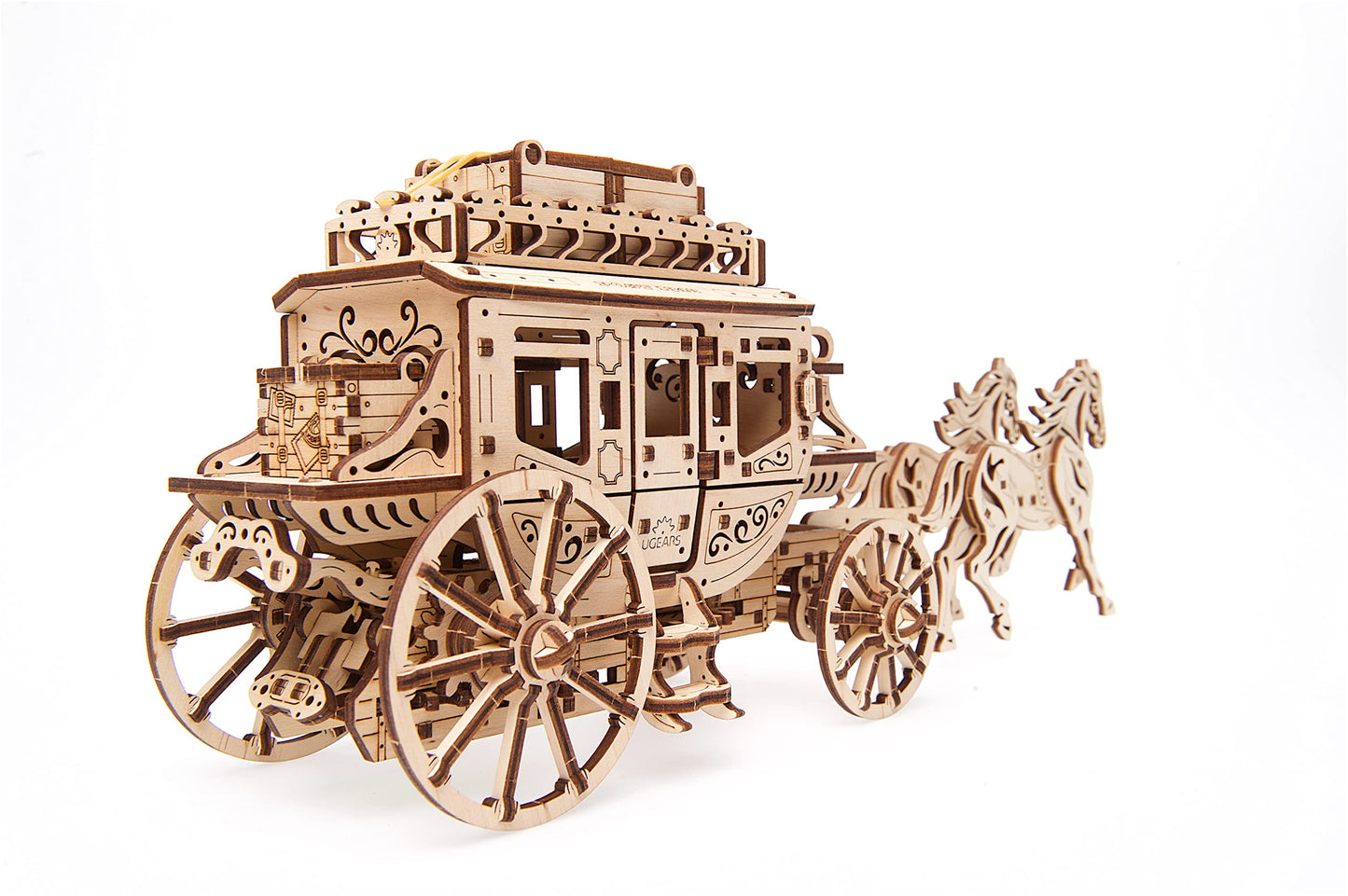 UGEARS Stagecoach 3D Mechanical Model - Wooden Brainteaser and Puzzle for Adults, Teens