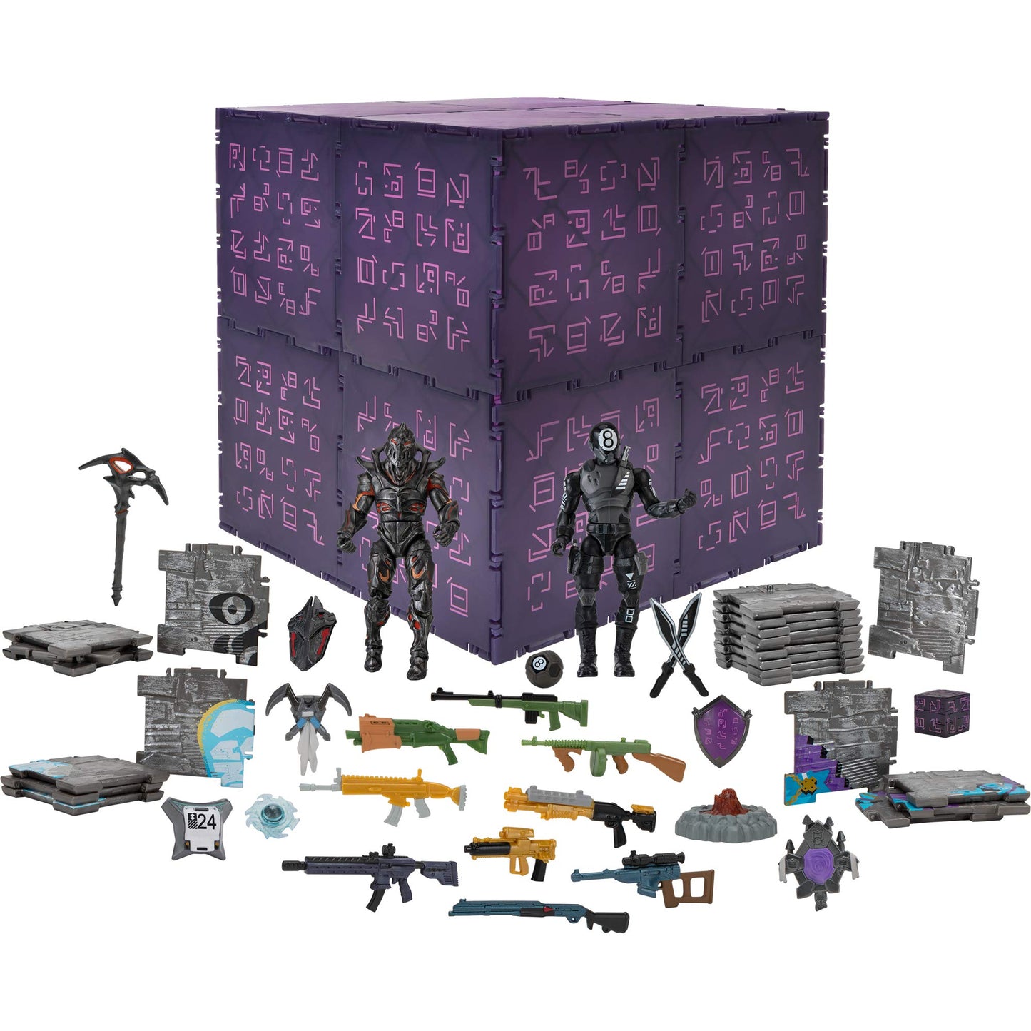 Fortnite Large Vending Machine, 2 Figure Pack - Features Ruin and 8-Ball 4 Inch Collectible Action Figures - Includes 24 ‘The Cube’ Pieces, 10