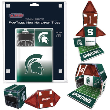 CreateOn NCAA Fan-Tiles Magnetic Match-Up Tiles for Michigan State Spartans Fans, 17-Piece Building for Kids & Adults, Officially Licensed NCAA Team