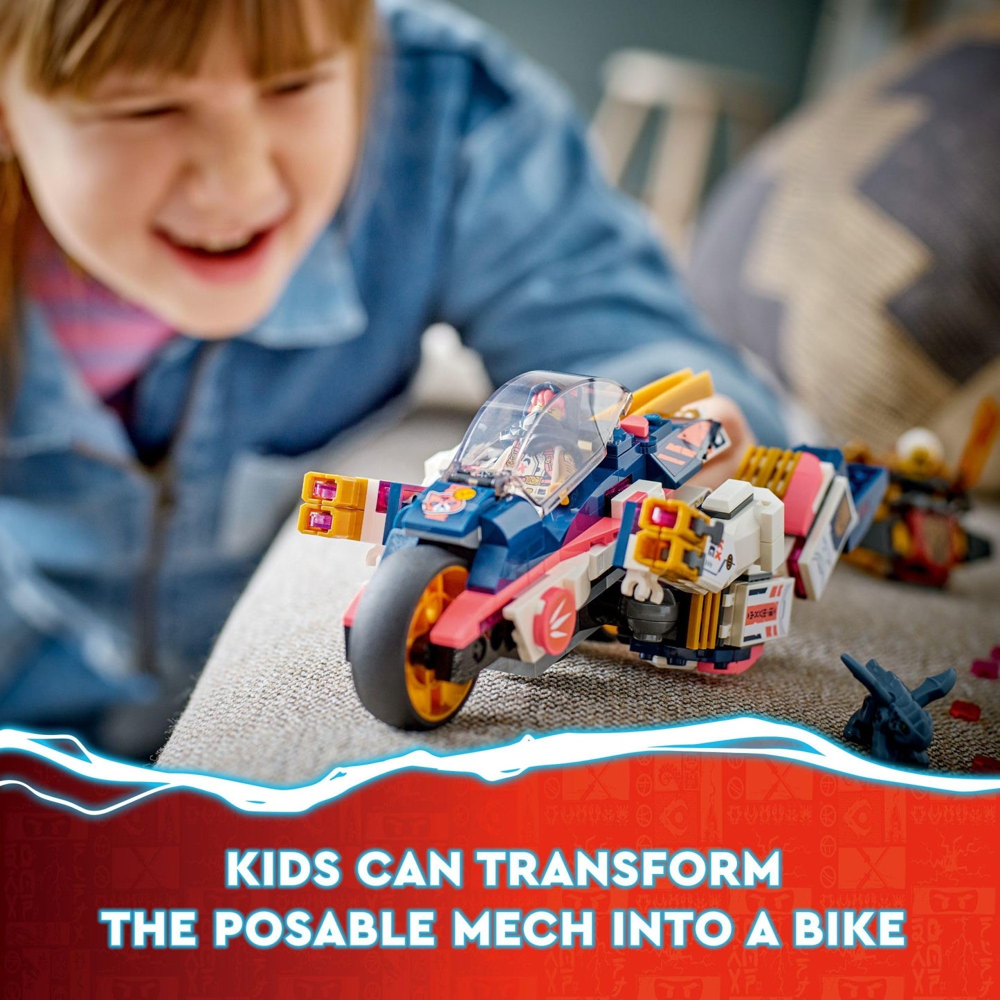 LEGO NINJAGO Sora’s Transforming Mech Bike Racer Building Toys for Kids, Featuring a Mech Ninja Bike Racer, a Baby Dragon and 3 Minifigures, Gift for