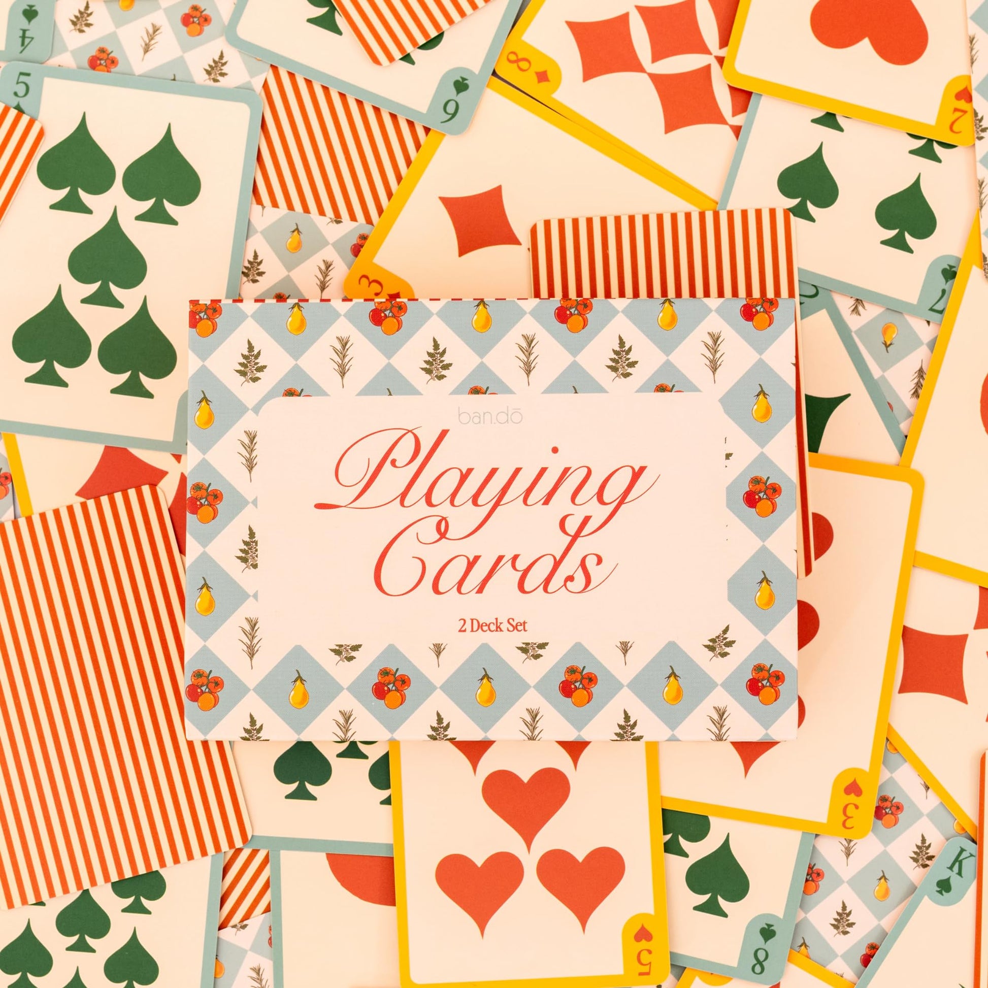 ban.do Set of 2 Decks of Playing Cards, Tomato Garden
