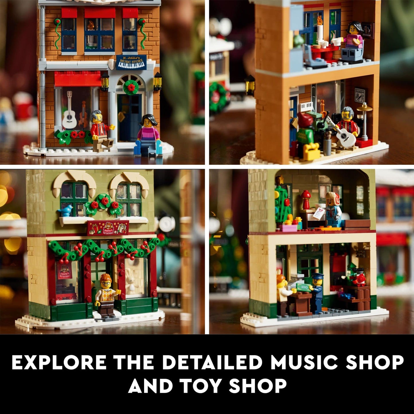 LEGO Holiday Main Street Building Set 10308, for Adults and Family, Christmas Village Building Kit, Holiday Display Set with Shops, Streetcar and 6